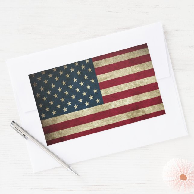 American Flag Rectangular Sticker (Envelope)