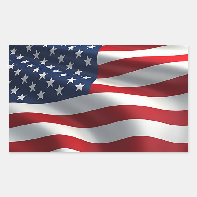 American flag  rectangular sticker (Front)