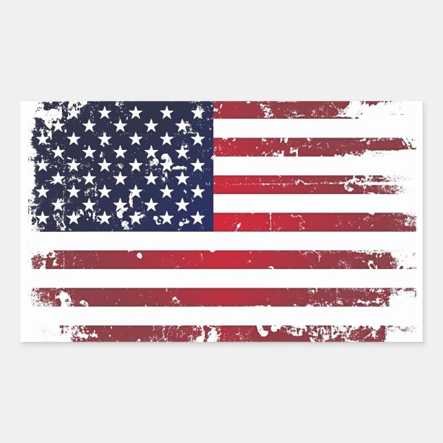 American Flag Rectangular Sticker (Front)