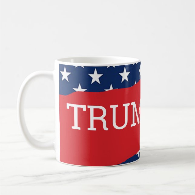 American Flag Red and White Trump 2024 Coffee Mug (Left)