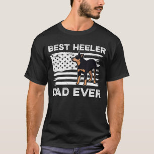 American Flag Red Blue Heeler Dad Australian Cattl T-Shirt