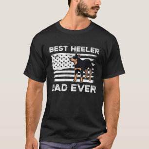 American Flag Red Blue Heeler Dad Australian Cattl T-Shirt