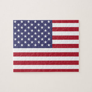 American Flag & Red Heart - USA/sports fan Jigsaw Puzzle