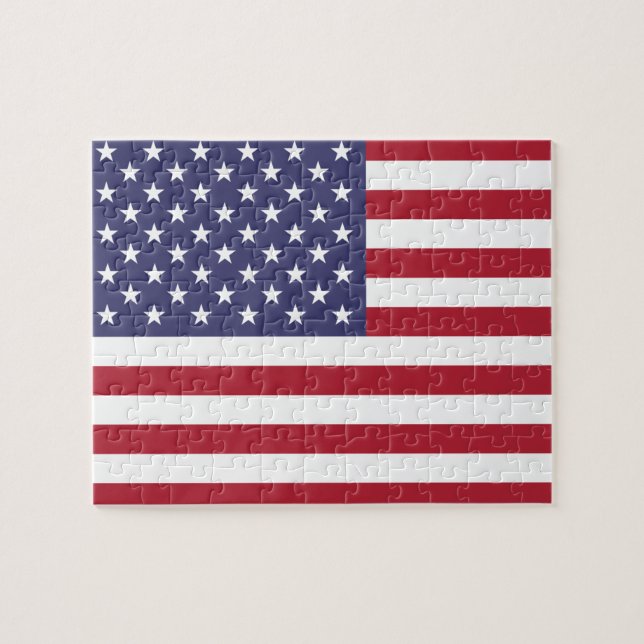 American Flag & Red Heart - USA/sports fan Jigsaw Puzzle (Horizontal)