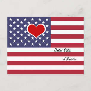 American Flag & Red Heart - USA/sports fan Postcard
