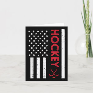 American Flag Red Ice Hockey Vintage Patriotic Pla Card