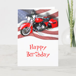 American Flag & Red Touring Bike Card