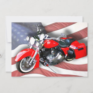 American Flag & Red Touring Bike Invitation