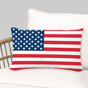 American Flag Red White and Blue Patriotic Lumbar Cushion