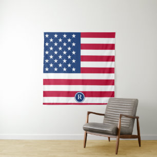 American Flag Red White and Blue Patriotic Tapestry