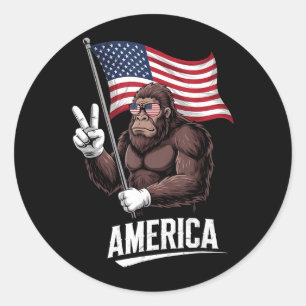 American Flag Red White Blue Patriotic 4th of July Classic Round Sticker