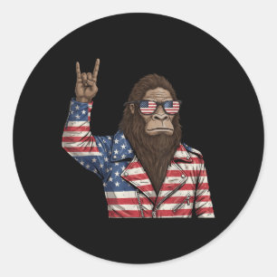 American Flag Red White Blue Patriotic 4th of July Classic Round Sticker