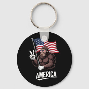 American Flag Red White Blue Patriotic 4th of July Key Ring