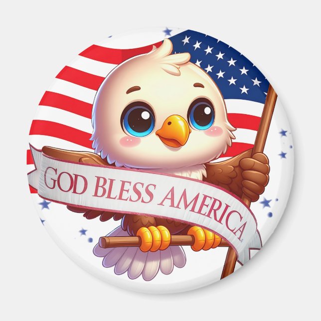 American Flag Red White Blue Patriotic Eagle🦅🇺🇸 Magnet (Front)