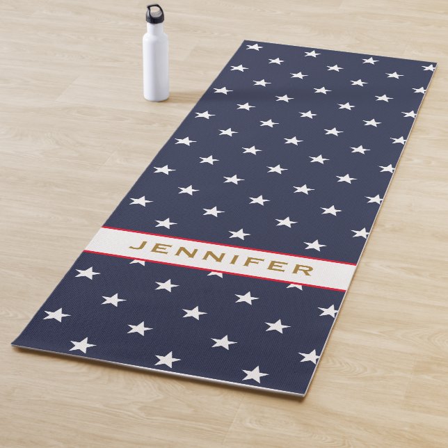 American Flag Red White Blue Patriotic Monogram  Yoga Mat (In Situ)