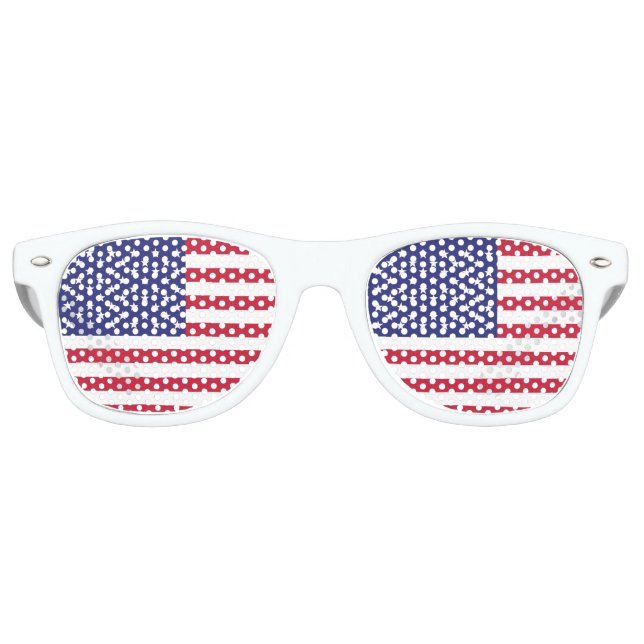 American Flag Red White Blue Patriotic Retro Sunglasses (Front)