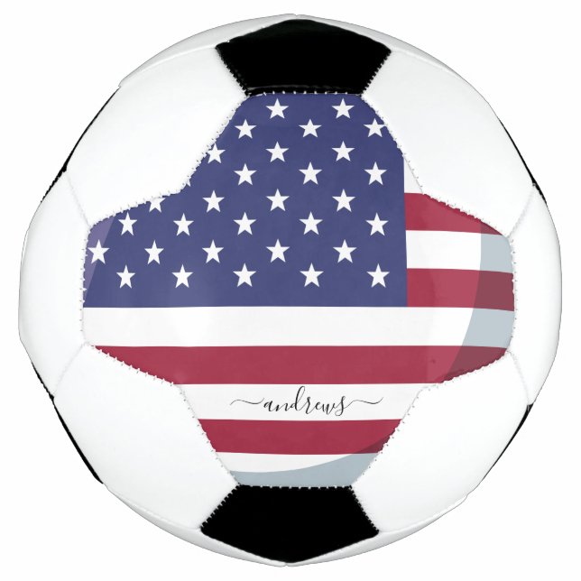 American Flag Red White Blue Patriotic Soccer Ball (Front)