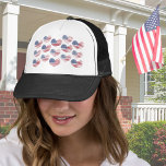 American Flag Red White Blue Patriotic Trucker Hat<br><div class="desc">Cute Patriotic American Flag Rustic Heart Pattern Trucker Hat!  Features a pattern of rustic or distressed looking American Flag hearts to make up a fun red,  white,  and blue image!  Perfect for 4th of July,  Memorial Day,  Veteran's Day and more!</div>