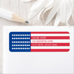 American Flag Red White Blue Stars Stripes Return Address Label