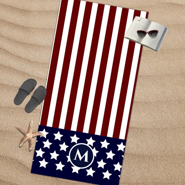 American Flag Red White Blue Stripe Flag   Beach Towel (Creator Uploaded)
