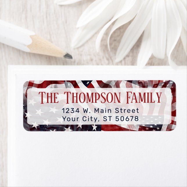 American Flag Red White Blue Stripe Return Address Label (Insitu)