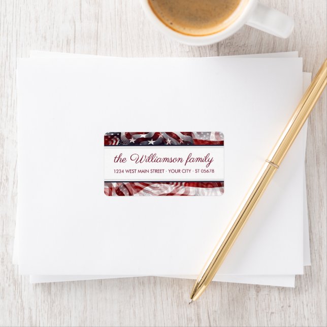 American Flag Red White Blue Stripe Return Address Label (Insitu)