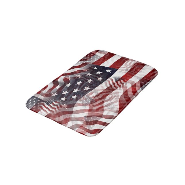American Flag Red White Blue Stripes Stars Pattern Bath Mat (Angled)