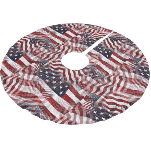 American Flag Red White Blue Stripes Stars Pattern Brushed Polyester Tree Skirt