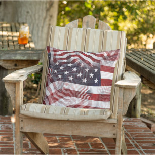 American Flag Red White Blue Stripes Stars Pattern Cushion