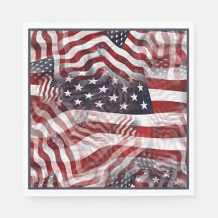 American Flag Red White Blue Stripes Stars Pattern Napkin