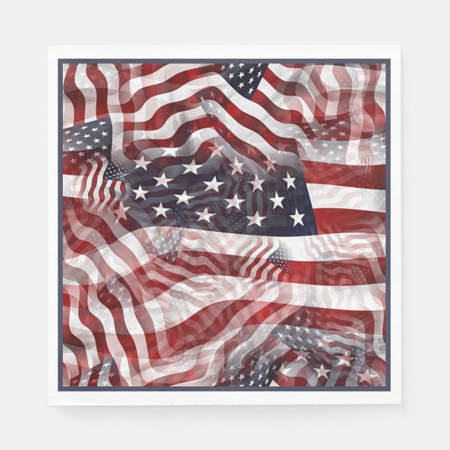American Flag Red White Blue Stripes Stars Pattern Napkin (Front)
