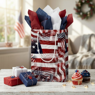 American Flag Red White Blue Stripes Stars Pattern Small Gift Bag