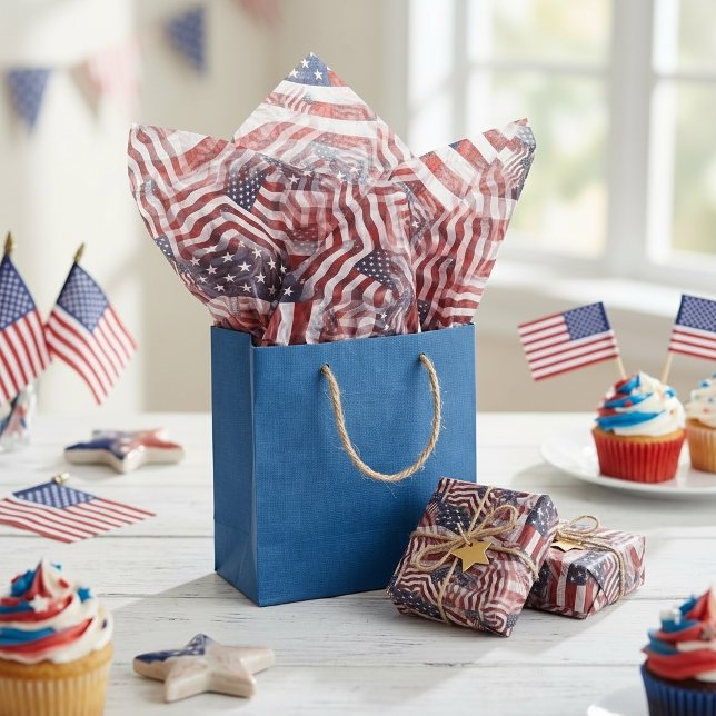 American Flag Red White Blue Stripes Stars Pattern Tissue Paper (Creator Uploaded)