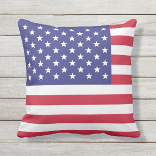 American Flag Red White Blue USA Patriotic Cushion