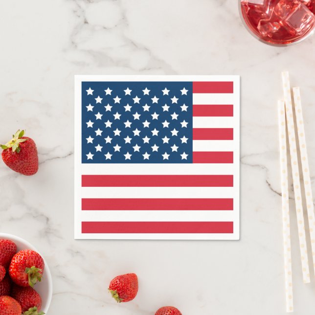 American Flag Red White Blue USA Stars and Stripes Napkin (Insitu)