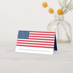 American Flag Red White Blue USA Stars and Stripes Place Card