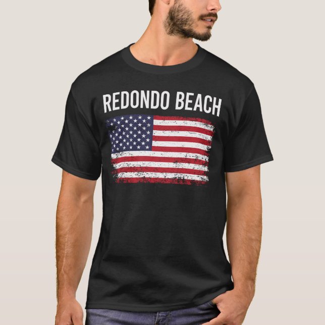 American Flag Redondo Beach T-Shirt (Front)