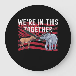 American Flag Republican Elephant Democrat Donkey Large Clock