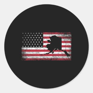 American Flag Retro Alaska 4th Of July Vintage Gif Classic Round Sticker