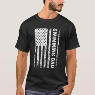 American Flag Retro Vintage Swimming Dad Fathers D T-Shirt