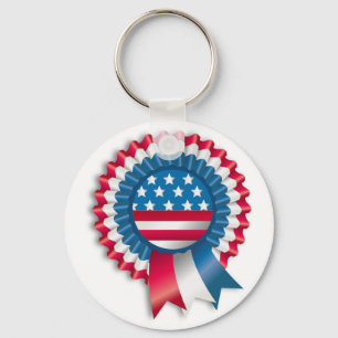 AMERICAN FLAG RIBBON BOW KEY RING