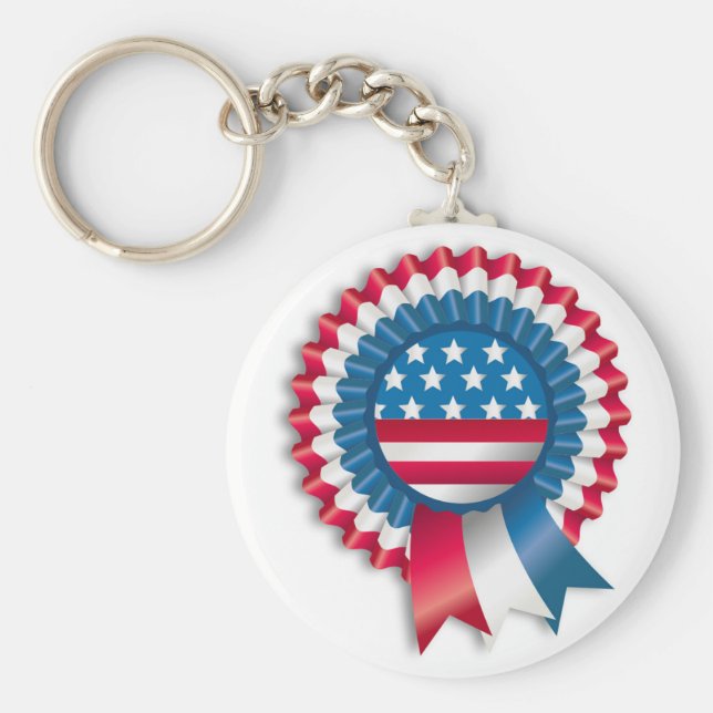 AMERICAN FLAG RIBBON BOW KEY RING (Front)