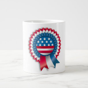 AMERICAN FLAG RIBBON BOW LARGE COFFEE MUG