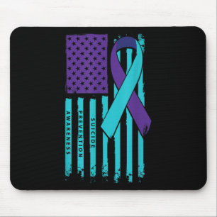 American Flag Ribbon Suicide Awareness Mental Heal Mouse Pad