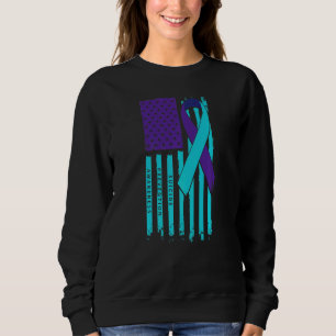 American Flag Ribbon Suicide Awareness Mental Heal Sweatshirt