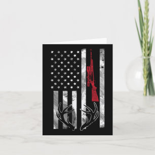 American Flag Rifle Antler Vintage Deer Hunting Hu Card