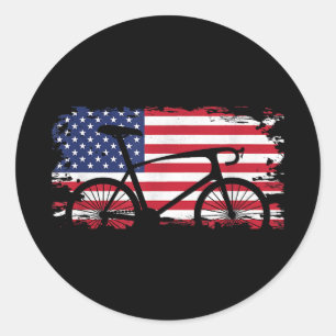 American Flag Road Biking Cycling Apparel - Bicycl Classic Round Sticker