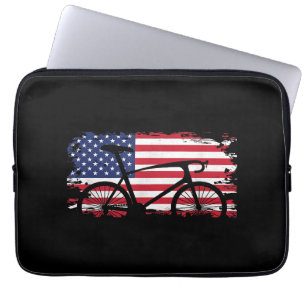 American Flag Road Biking Cycling Apparel - Bicycl Laptop Sleeve