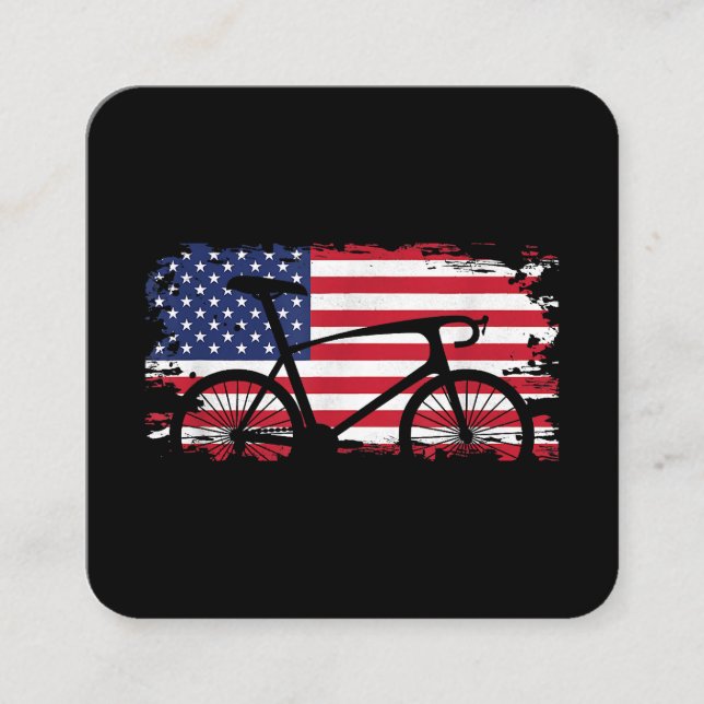 American Flag Road Biking Cycling Apparel - Bicycl Square Business Card (Front)