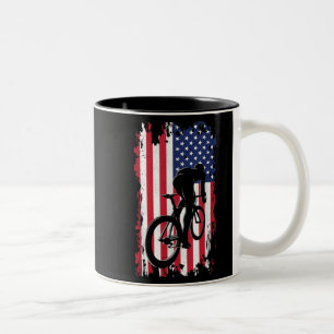 American Flag Road Biking Cycling Apparel - Cyclin Two-Tone Coffee Mug